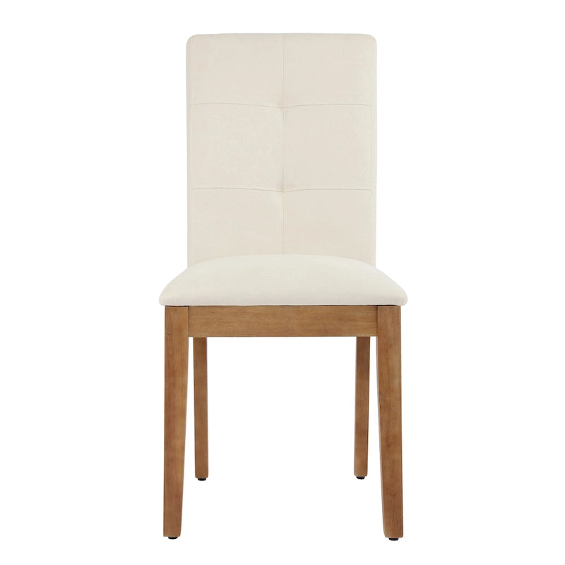 Chaises de salle à manger capitonnées avec dossier haut touffeté et pieds brossés – Lot de 2
