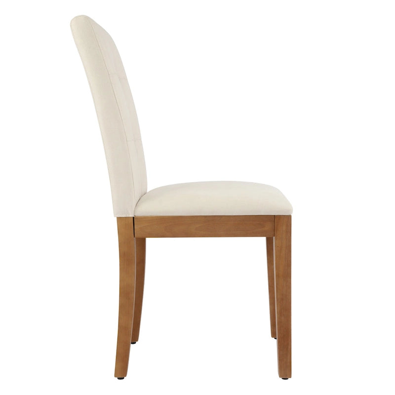 Chaises de salle à manger capitonnées avec dossier haut touffeté et pieds brossés – Lot de 2