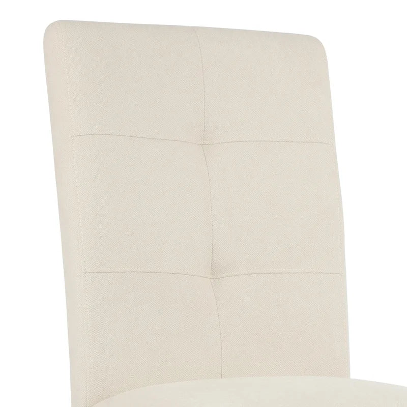 Chaises de salle à manger capitonnées avec dossier haut touffeté et pieds brossés – Lot de 2