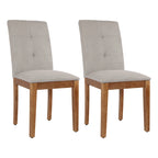 Chaises de salle à manger capitonnées avec dossier haut touffeté et pieds brossés – Lot de 2
