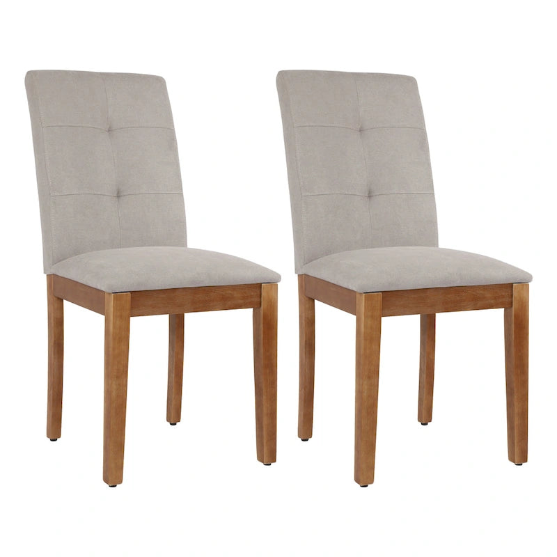Chaises de salle à manger capitonnées avec dossier haut touffeté et pieds brossés – Lot de 2