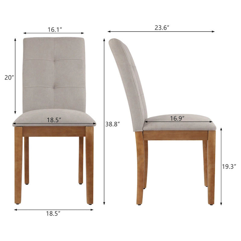 Chaises de salle à manger capitonnées avec dossier haut touffeté et pieds brossés – Lot de 2