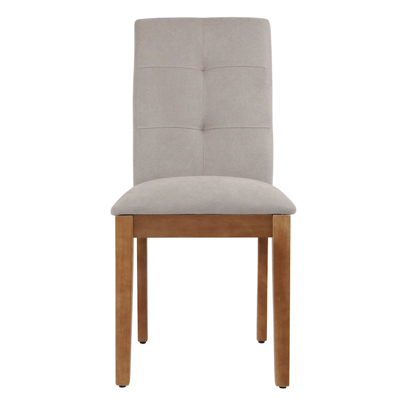Chaises de salle à manger capitonnées avec dossier haut touffeté et pieds brossés – Lot de 2