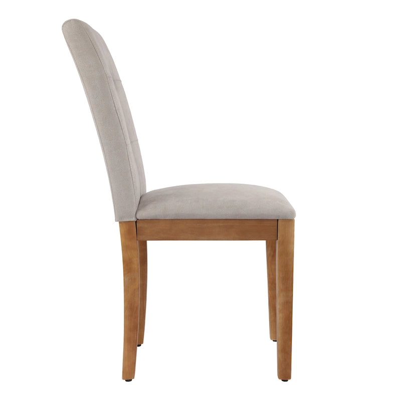 Chaises de salle à manger capitonnées avec dossier haut touffeté et pieds brossés – Lot de 2
