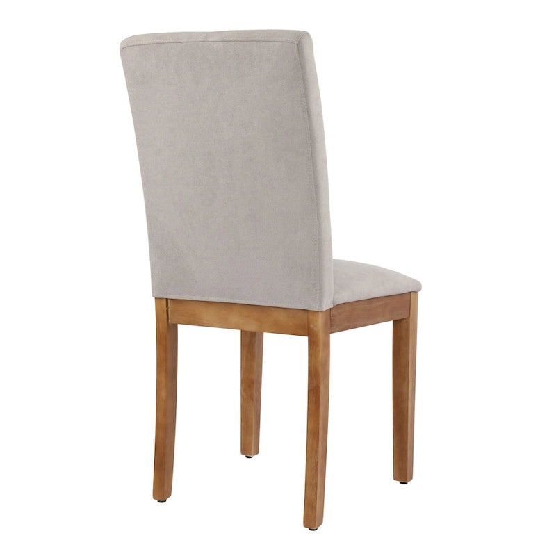 Chaises de salle à manger capitonnées avec dossier haut touffeté et pieds brossés – Lot de 2