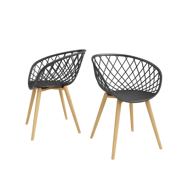 Kurv Lot de 2 Chaises de salle à manger et d'appoint intérieures/extérieures