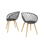 Kurv Lot de 2 Chaises de salle à manger et d'appoint intérieures/extérieures