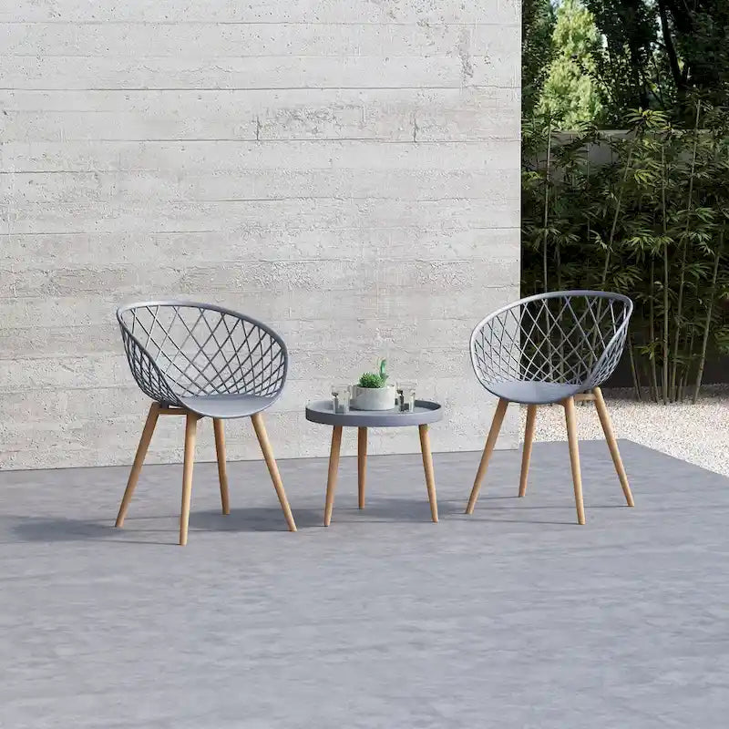 Kurv Lot de 2 Chaises de salle à manger et d'appoint intérieures/extérieures