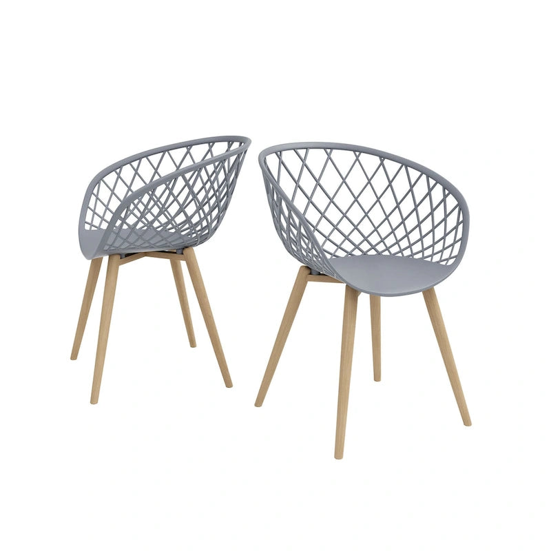 Kurv Lot de 2 Chaises de salle à manger et d'appoint intérieures/extérieures