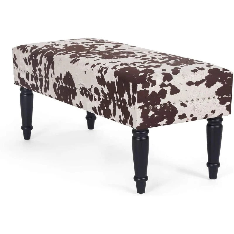 Banc ottoman rectangulaire en tissu imprimé vache Adeco