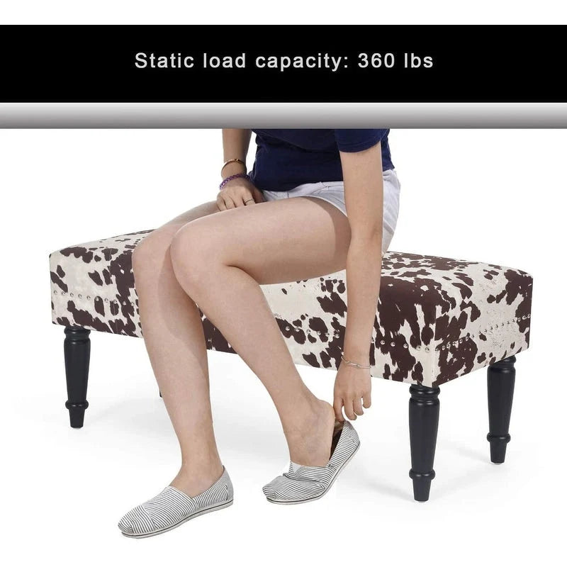 Banc ottoman rectangulaire en tissu imprimé vache Adeco