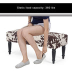 Banc ottoman rectangulaire en tissu imprimé vache Adeco