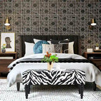 Banc ottoman rectangulaire en tissu imprimé vache Adeco