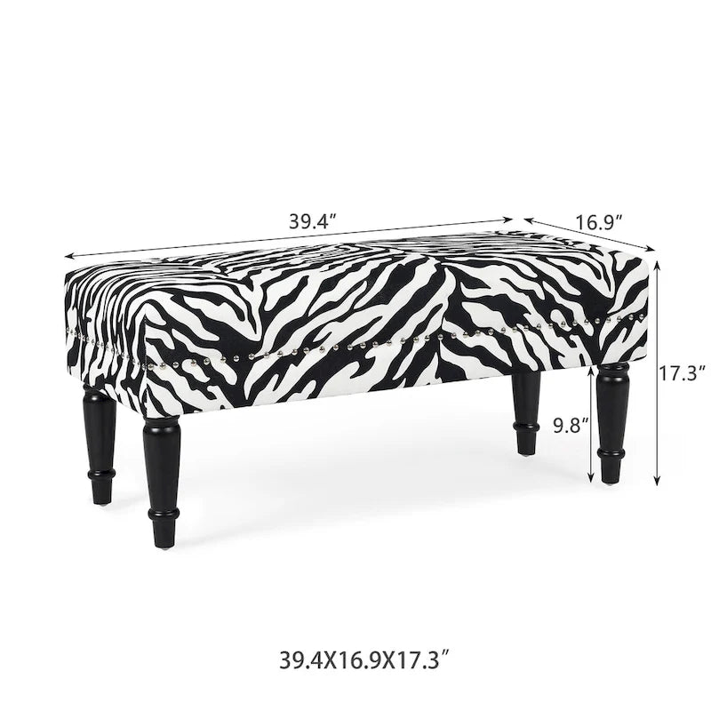 Banc ottoman rectangulaire en tissu imprimé vache Adeco