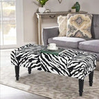 Banc ottoman rectangulaire en tissu imprimé vache Adeco
