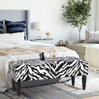 Banc ottoman rectangulaire en tissu imprimé vache Adeco