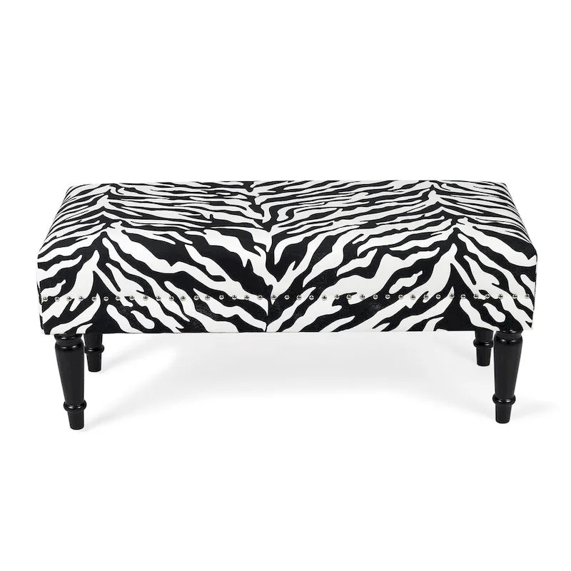 Banc ottoman rectangulaire en tissu imprimé vache Adeco