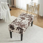 Banc ottoman rectangulaire en tissu imprimé vache Adeco