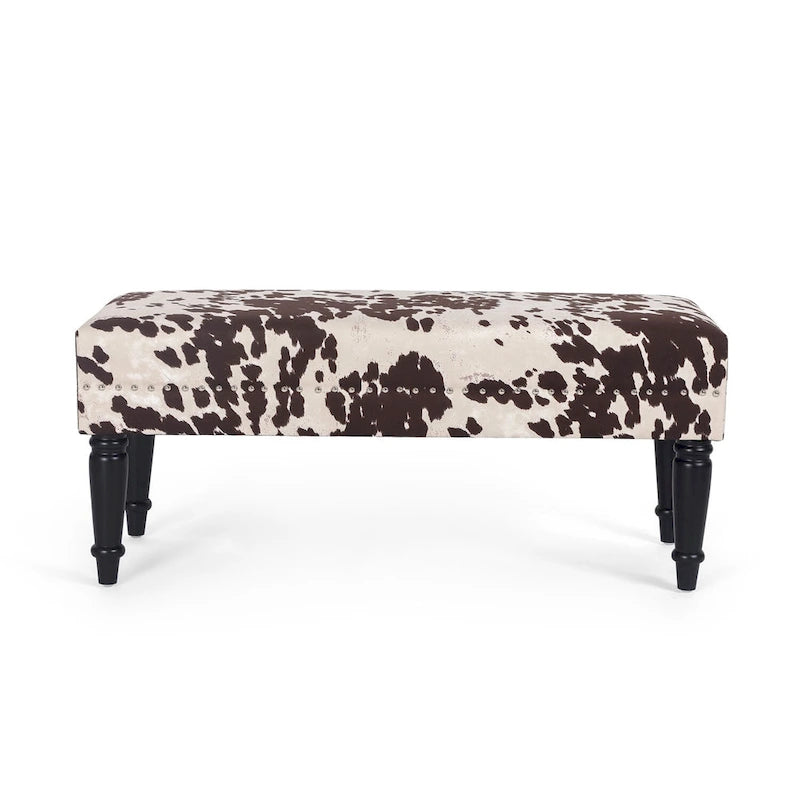 Banc ottoman rectangulaire en tissu imprimé vache Adeco