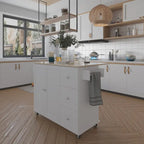 52.7 W Rolling Mobile Kitchen Island with Solid Wood Top and Locking Wheels,Storage Cabinet and Drop Leaf Breakfast Bar