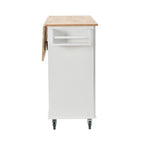 Îlot de cuisine mobile roulant de 52,7 po avec plateau en bois massif et roulettes verrouillables, armoire de rangement et bar de petit-déjeuner à abattant