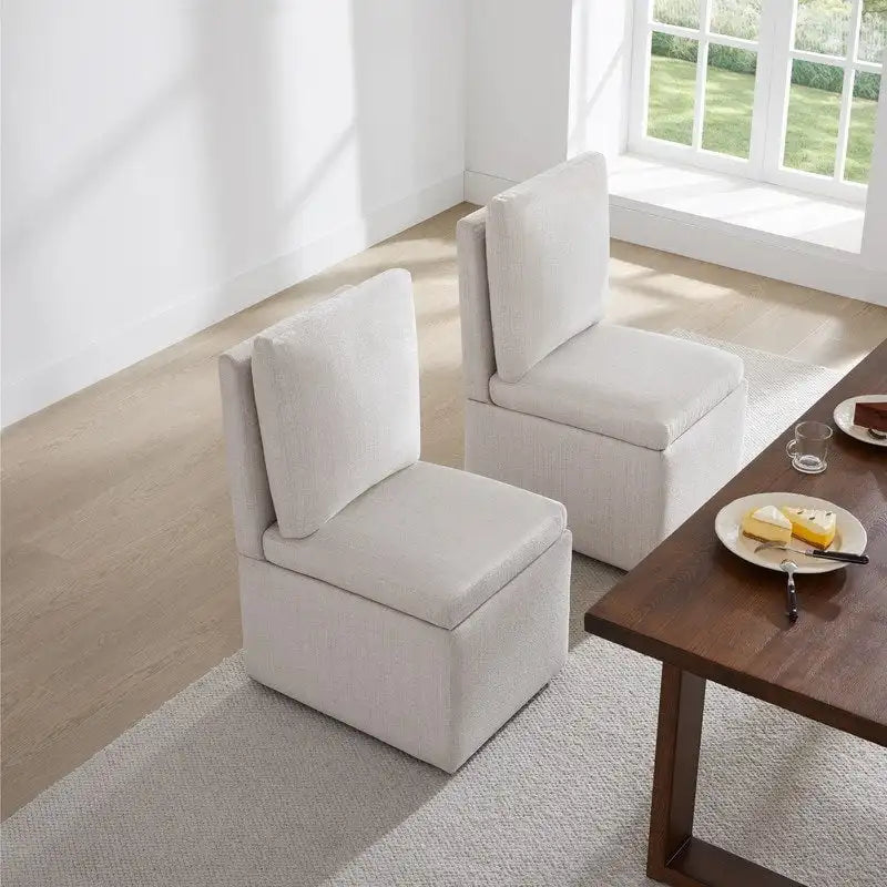 Chaise de salle à manger Nathan avec roulettes et rangement, lot de 2 - S/O