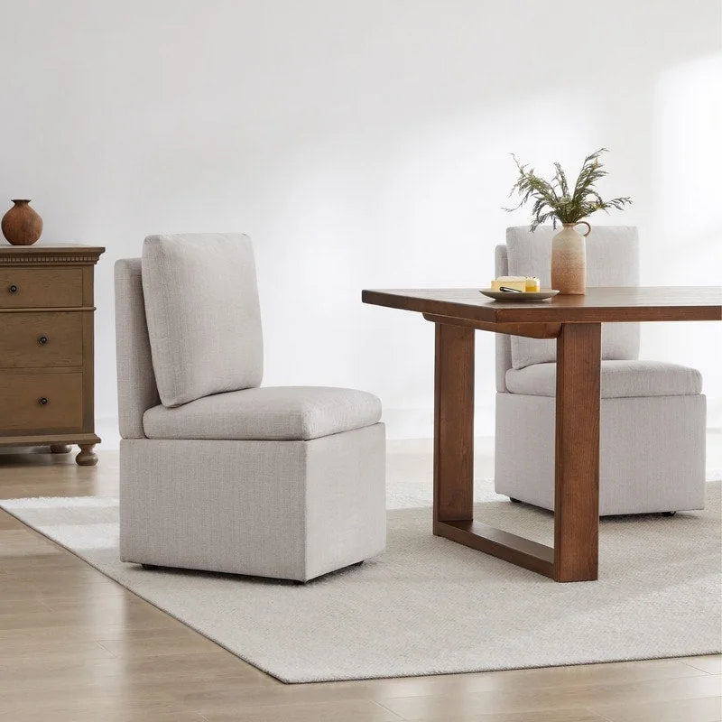 Chaise de salle à manger Nathan avec roulettes et rangement, lot de 2 - S/O