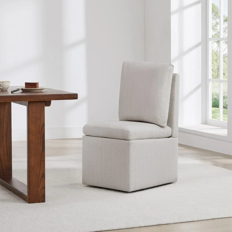 Chaise de salle à manger Nathan avec roulettes et rangement, lot de 2 - S/O