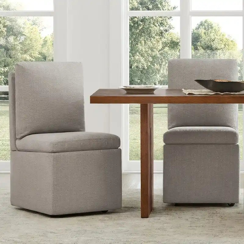 Chaise de salle à manger Nathan avec roulettes et rangement, lot de 2 - S/O