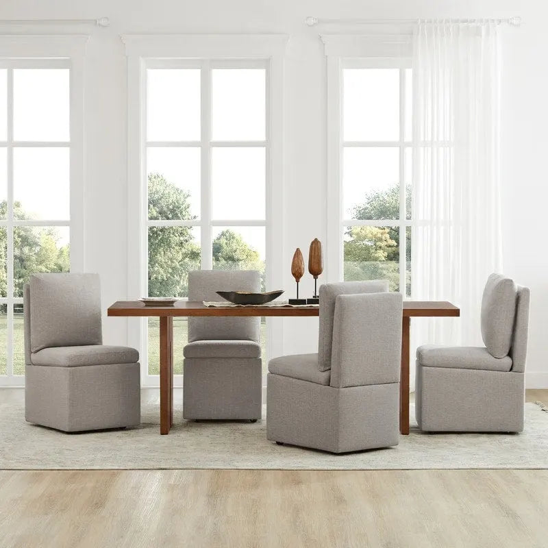 Chaise de salle à manger Nathan avec roulettes et rangement, lot de 2 - S/O