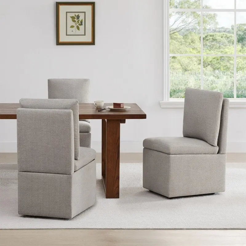 Chaise de salle à manger Nathan avec roulettes et rangement, lot de 2 - S/O