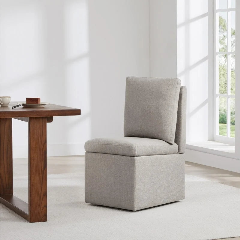 Chaise de salle à manger Nathan avec roulettes et rangement, lot de 2 - S/O