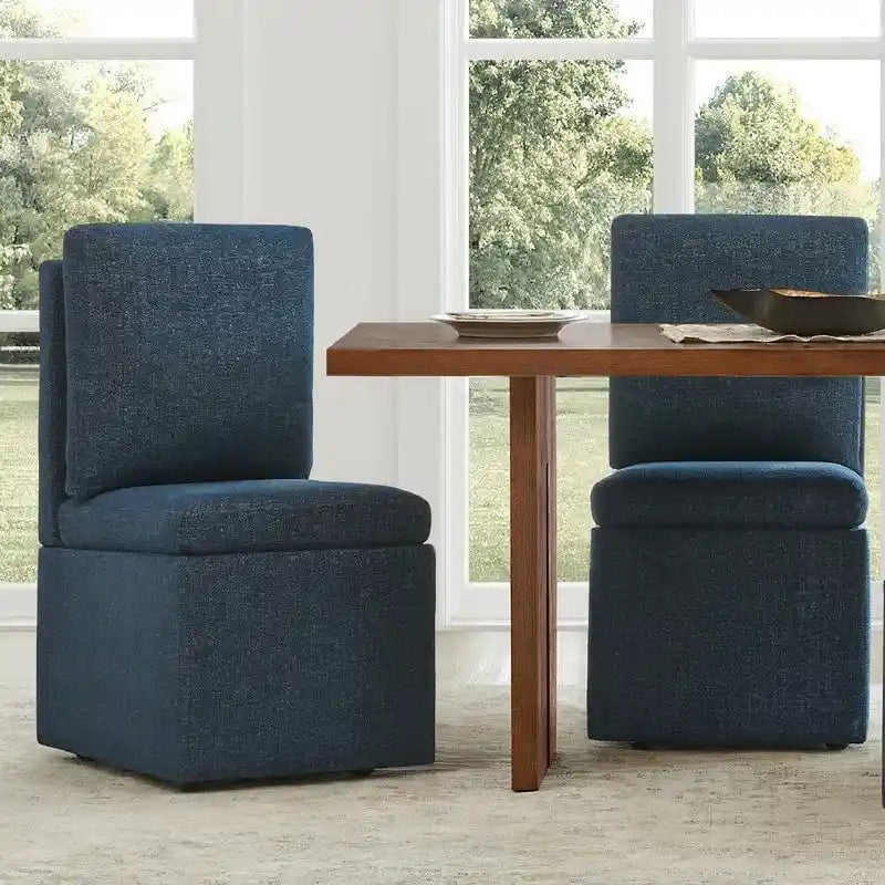 Chaise de salle à manger Nathan avec roulettes et rangement, lot de 2 - S/O