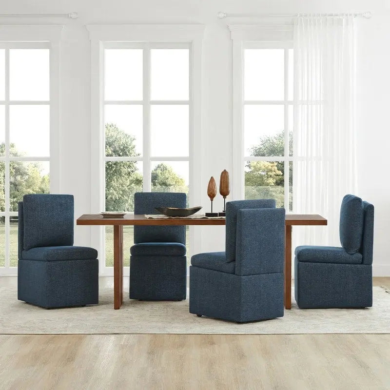 Chaise de salle à manger Nathan avec roulettes et rangement, lot de 2 - S/O