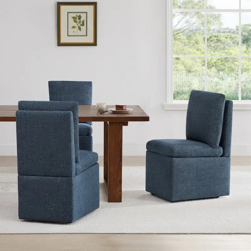 Chaise de salle à manger Nathan avec roulettes et rangement, lot de 2 - S/O