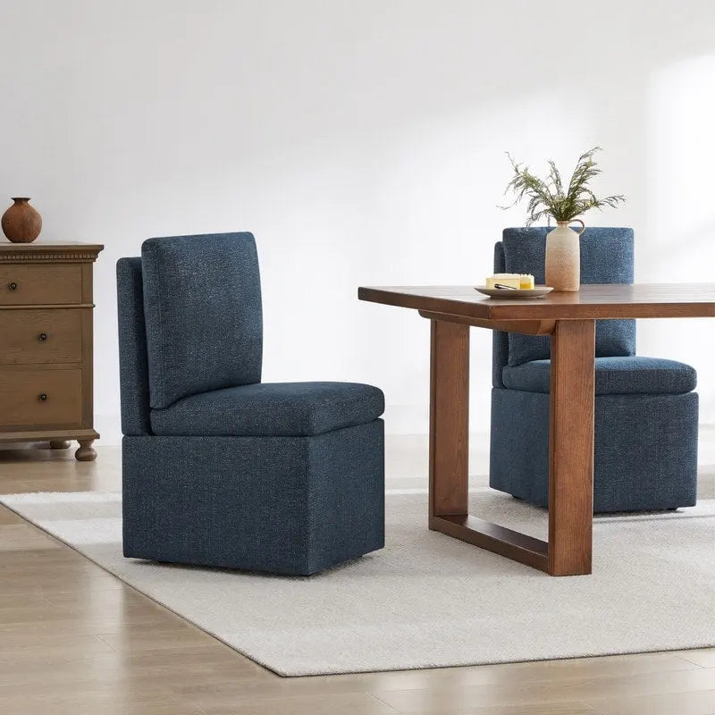 Chaise de salle à manger Nathan avec roulettes et rangement, lot de 2 - S/O