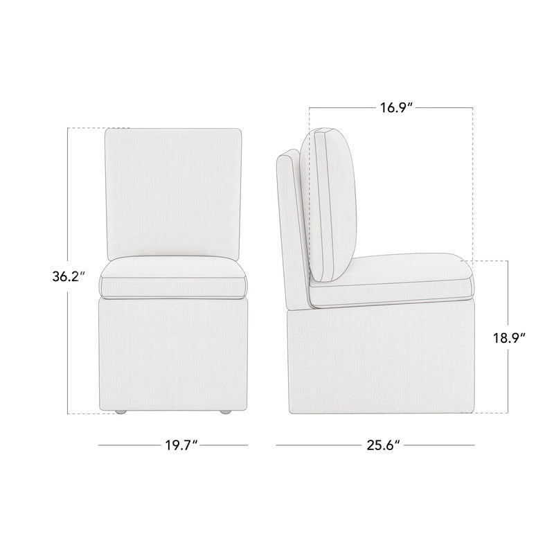 Chaise de salle à manger Nathan avec roulettes et rangement, lot de 2 - S/O