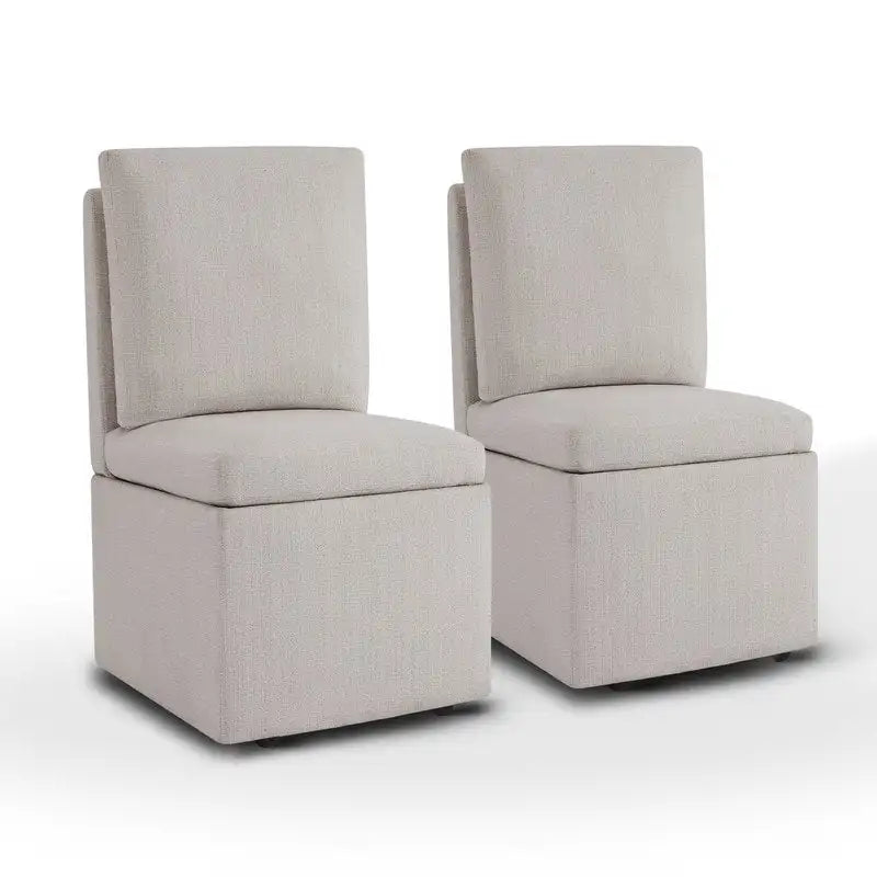Chaise de salle à manger Nathan avec roulettes et rangement, lot de 2 - S/O
