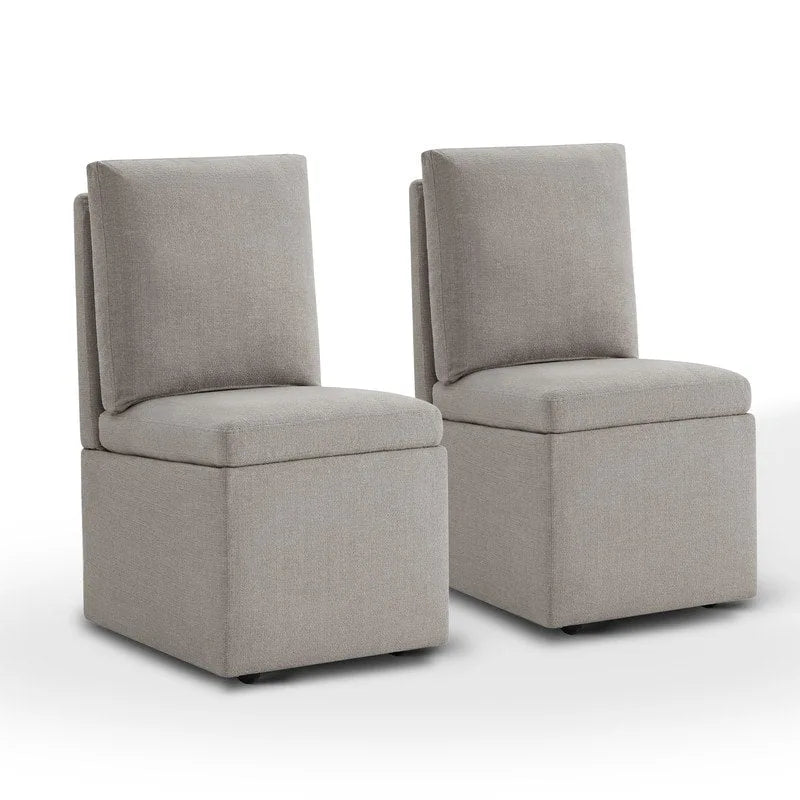 Chaise de salle à manger Nathan avec roulettes et rangement, lot de 2 - S/O