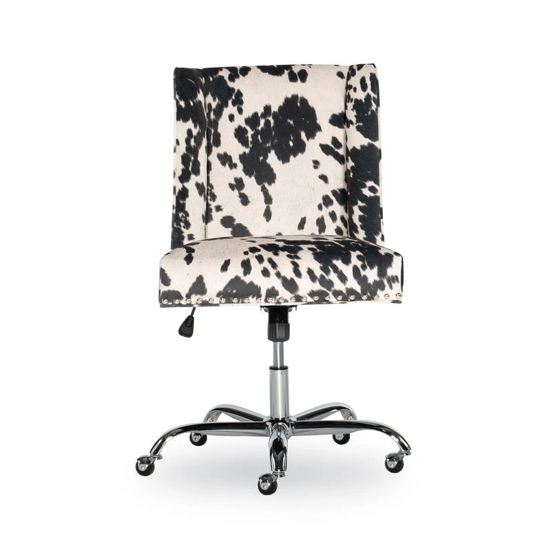 Chaise de bureau motif vache violet