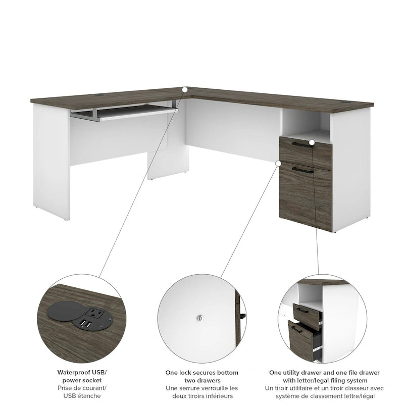 Bureau de direction Norma 71W en U ou en L avec huche