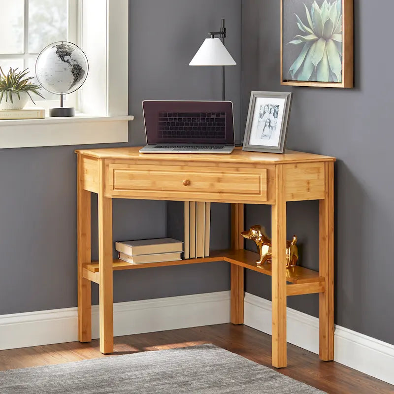 Bureau d'angle en bambou pour petite surface