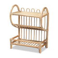 Étagère de présentation à 2 niveaux en rotin finition marron naturel Liora Bohemian