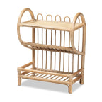 Étagère de présentation à 2 niveaux en rotin finition marron naturel Liora Bohemian