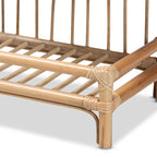 Étagère de présentation à 2 niveaux en rotin finition marron naturel Liora Bohemian