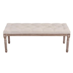 Banc vintage français extra long tapissé avec cadre en bois sculpté