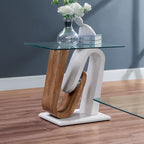 Ensemble de 2 tables basses Tong contemporaines blanches et naturelles de 119 cm de large avec plateau en verre, par Furniture of America