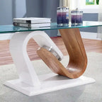 Ensemble de 2 tables basses Tong contemporaines blanches et naturelles de 119 cm de large avec plateau en verre, par Furniture of America