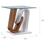 Ensemble de 2 tables basses Tong contemporaines blanches et naturelles de 119 cm de large avec plateau en verre, par Furniture of America