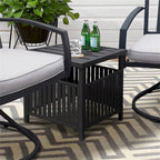 Table basse de bistro en acier avec trou pour parasol